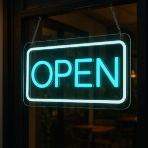 ניאון וייב לעסקים open כחול