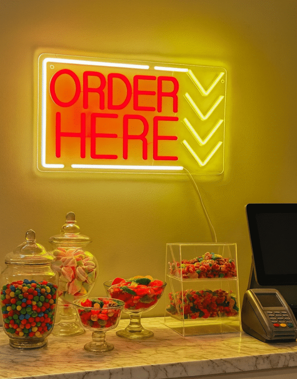 ניאון וייב לעסקים order here אדום וצהוב