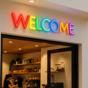 ניאון וייב לעסקים welcome צבעוני